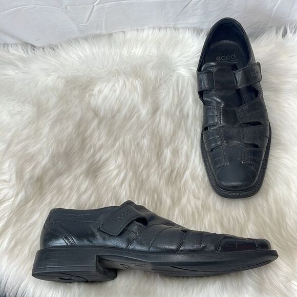 Ecco Black Leather Fisherman Style Shoes Sz‎ 46/US 12.5 main image 2